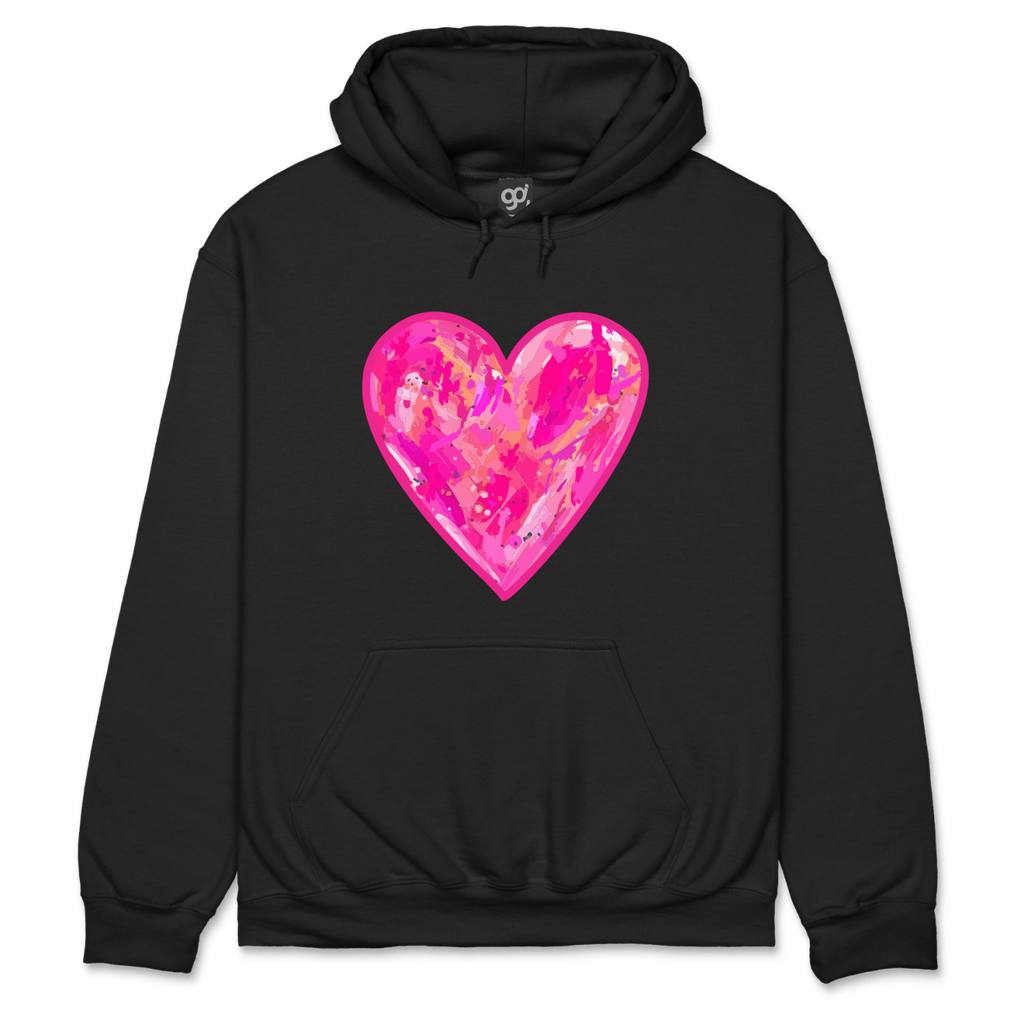 Pink Heart Black Hoodie