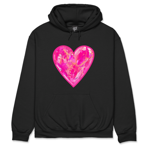 [AM004864] Pink Heart Black Hoodie